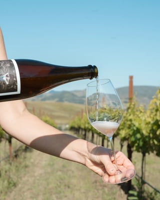 Pouring wine in a glass in SLO County
